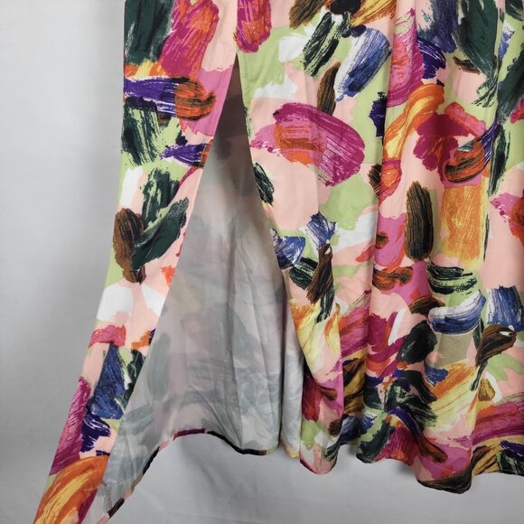 Shein Floral Maxi Dress Women's Large Multicolor Flutter Sleeve High Slit - Picture 6 of 9